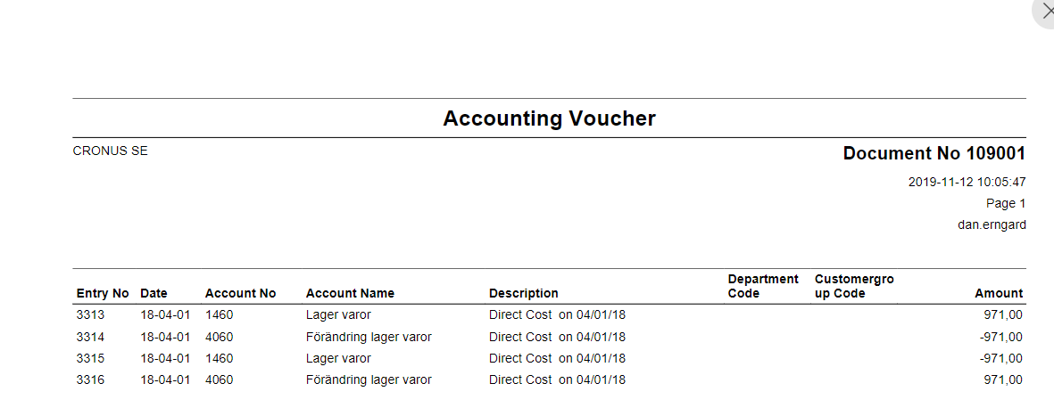 Print G/L Register screenshot
