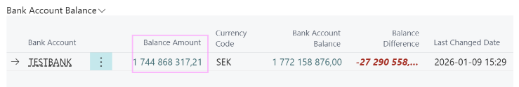 Balance Amount field