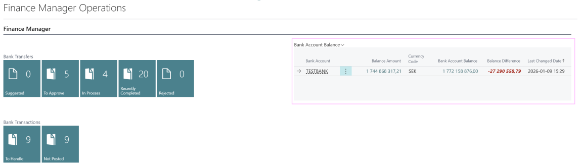 Bank Account Balance area