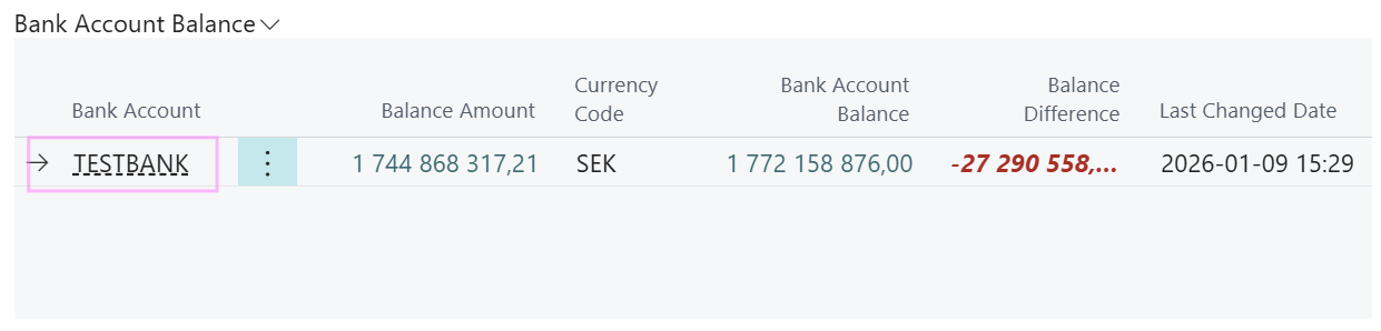 Bank Account field