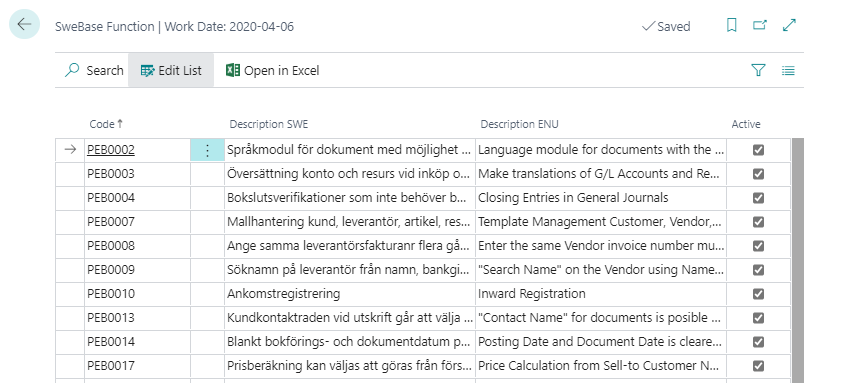 Inactivate SweBase functions screenshot