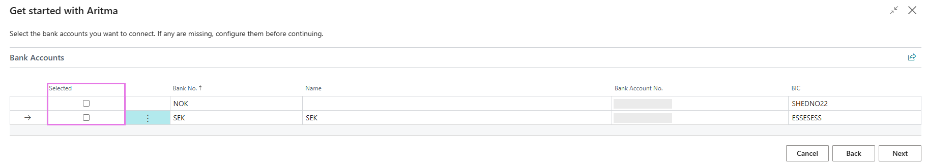 Connect Bank Accounts to setup