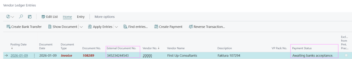 Payment status on Vendor Ledger Entries