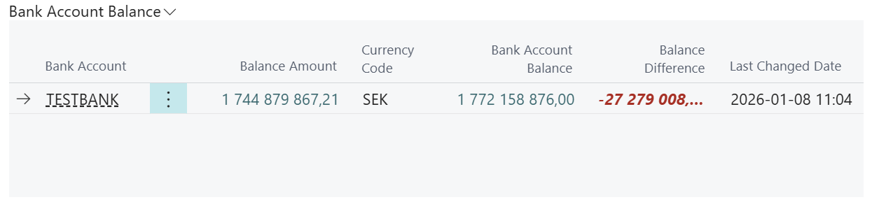 Bank Account Balance area