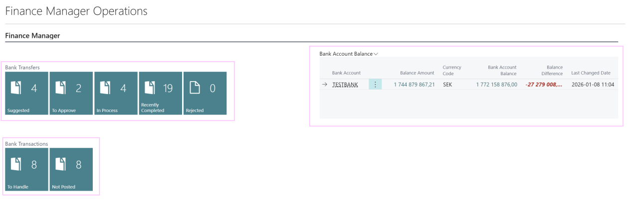 Finance Manager Operations page