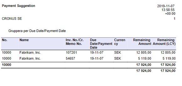 Print Payment Suggestion screenshot