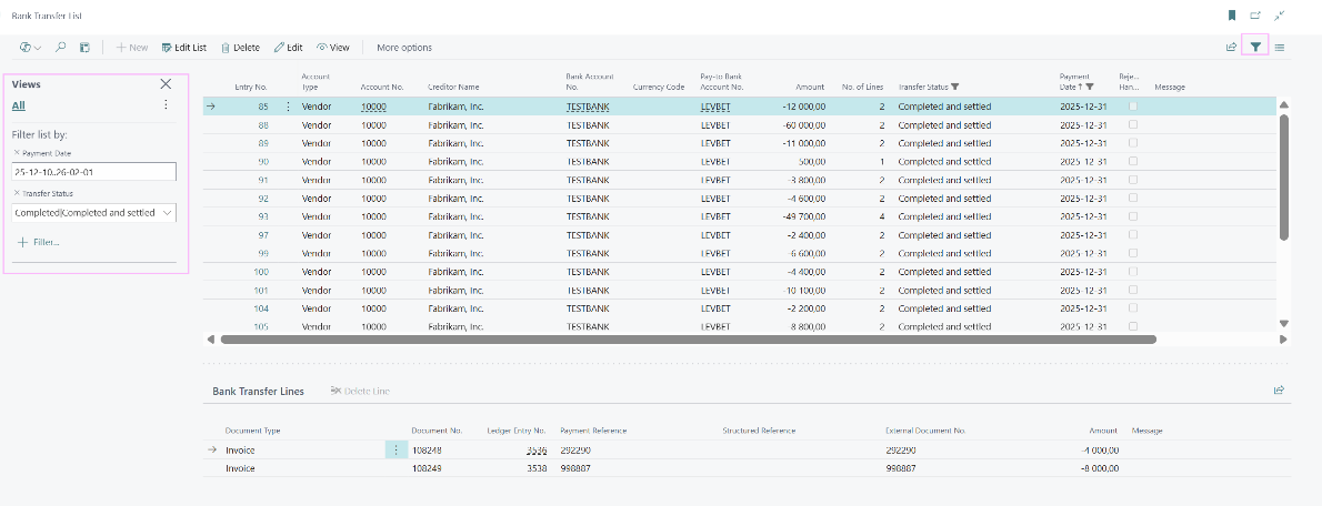 Filtering older payments