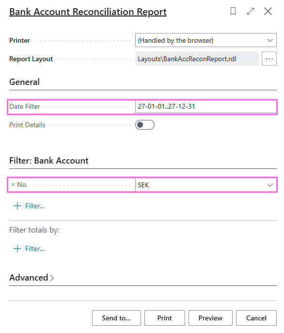 Report request page
