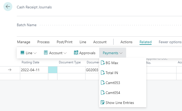 Receivable Error Handling screenshot