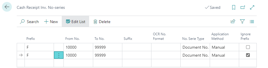 Cash Receipt Invoice No Serie screenshot