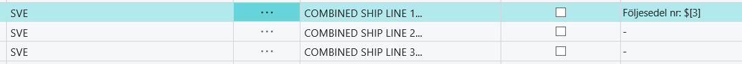 Text line on a Combined Shipment Invoice screenshot