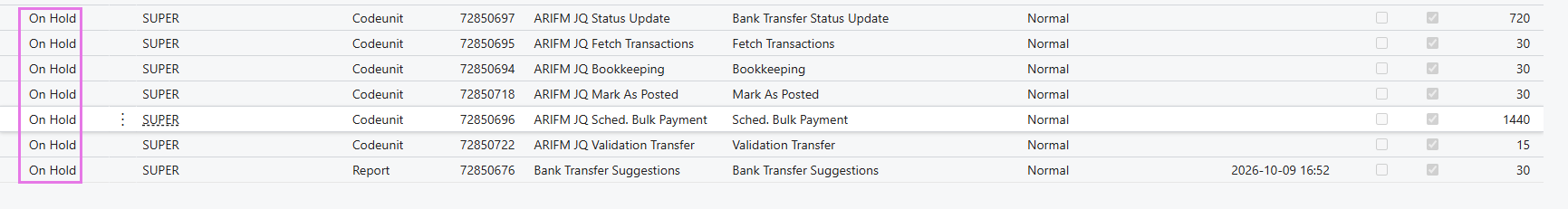 Finance Manager job queues after installation