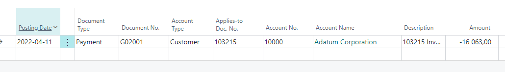 Cash receipt screenshot