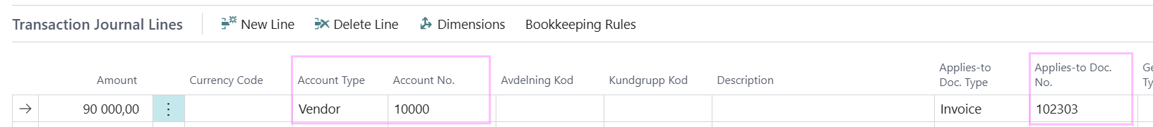 Manual Accounting – Applies-to Doc. No.